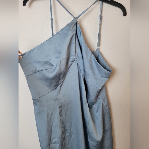 CUPSHE Women's L  Halter Neck Cross Front Dress Slip Baby Blue Vacation Wedding - Picture 4 of 11